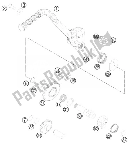 All parts for the Kick Starter of the KTM 300 XC Europe USA 2014