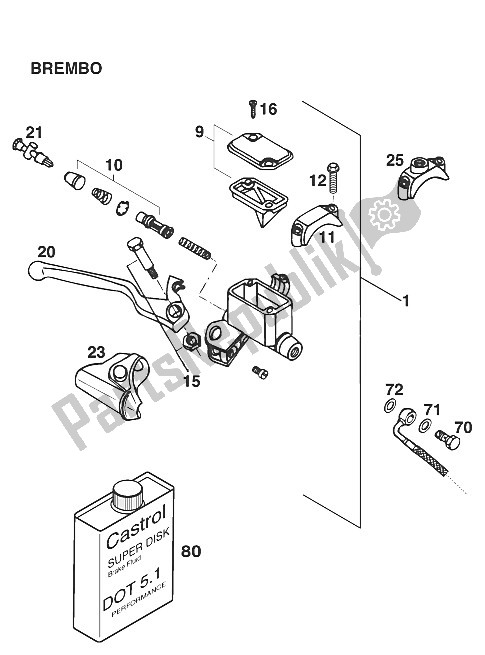 All parts for the Hand Brake Cylinder Brembo '96 of the KTM 360 SX M ö Europe 1996