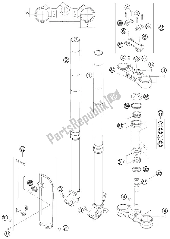 All parts for the Front Fork Wp Usd 48 of the KTM 200 XC W USA 2006