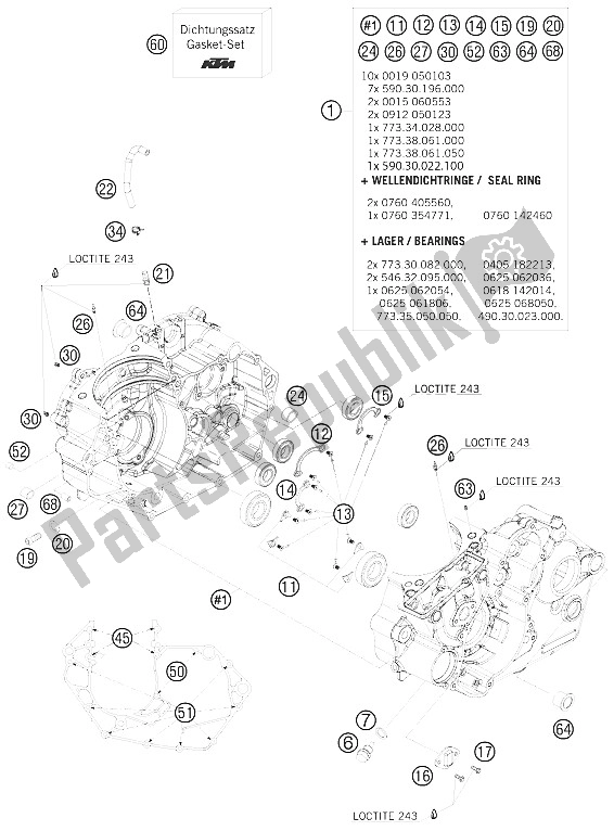 Todas las partes para Caja Del Motor de KTM 505 SX ATV Europe 2009