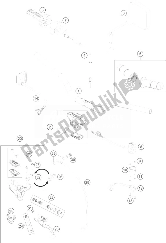 Toutes les pièces pour le Guidon, Commandes du KTM Freeride 250 R Australia 2014