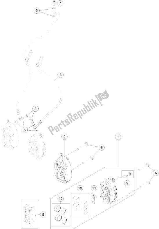 All parts for the Brake Caliper Front of the KTM 1290 Super Duke GT OR ABS 16 Europe 2016