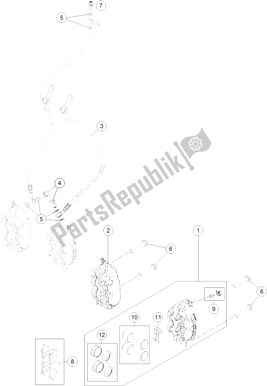 Toutes les pièces pour le étrier De Frein Avant du KTM 1290 Super Duke GT OR ABS 16 USA 2016