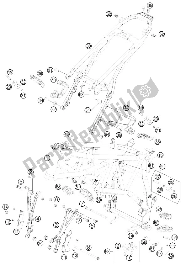 All parts for the Frame of the KTM 990 Supermoto R Europe 2012