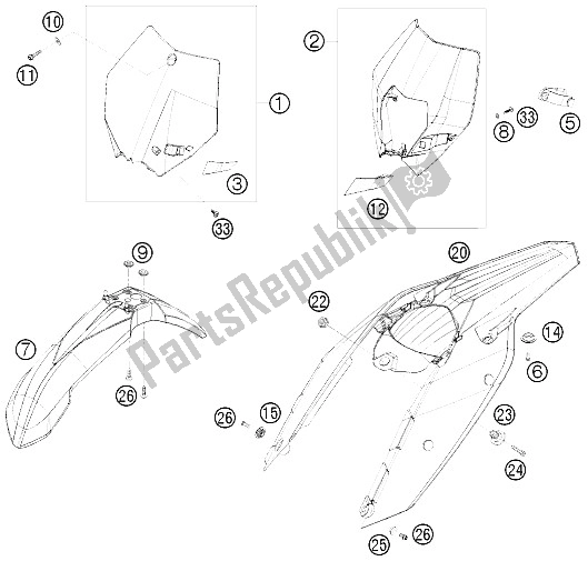 All parts for the Mask, Fenders of the KTM 300 XC W USA 2008