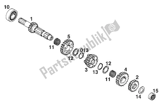 All parts for the Gearbox I 250/300/360 '96 of the KTM 250 EXC M O Europe 1997