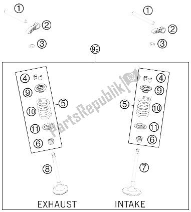 Todas las partes para Accionamiento De Válvula de KTM 350 EXC F Europe 2012