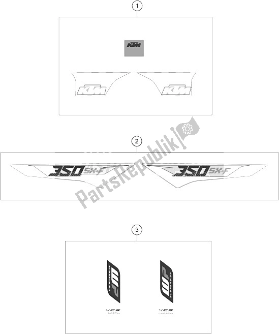 All parts for the Decal of the KTM 350 SX F USA 2016