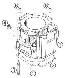 All parts for the Cylinder of the KTM 625 SXC Europe 2007