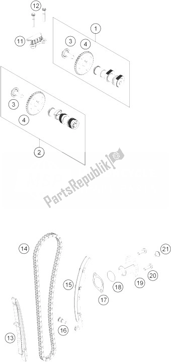 All parts for the Timing Drive of the KTM 390 Duke Black ABS BAJ DIR 14 Australia 2014