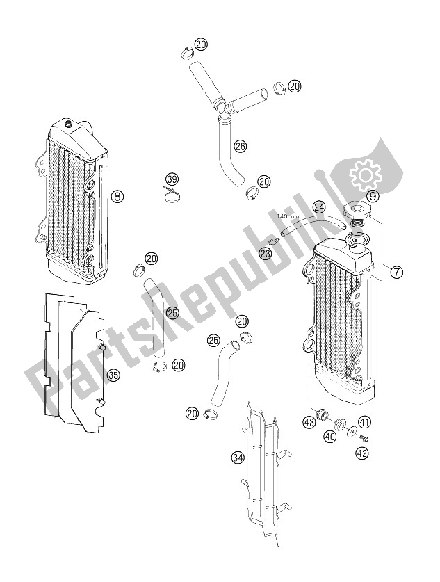 Todas las partes para Sistema De Refrigeración de KTM 250 SX F Europe 2006