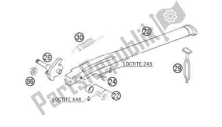 All parts for the Side Stand of the KTM 250 EXC SIX Days Europe 2006