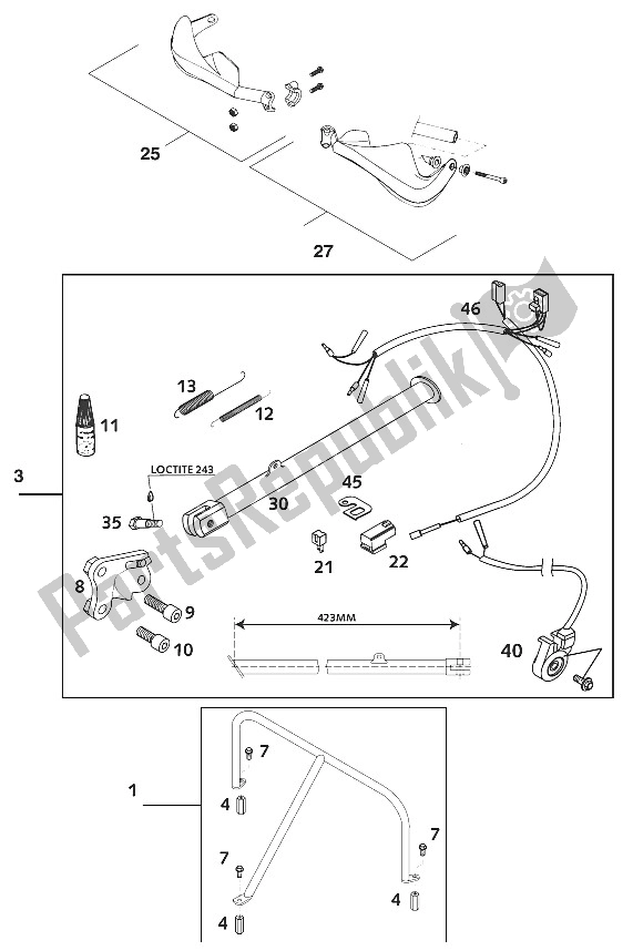 All parts for the Accessories Adventure 2001 of the KTM 640 Adventure R Europe 2001