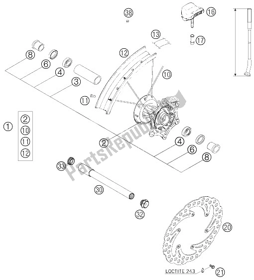 Todas las partes para Rueda Delantera de KTM 400 EXC G Racing USA 2006