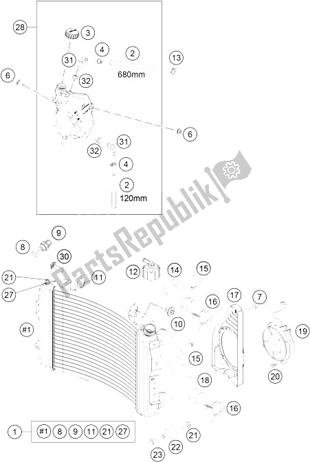 Tutte le parti per il Sistema Di Raffreddamento del KTM 690 Duke Orange ABS USA 2016