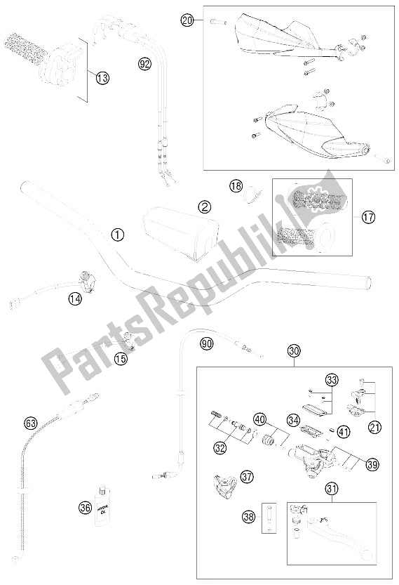 Toutes les pièces pour le Guidon, Commandes du KTM 450 SMR Europe 2012