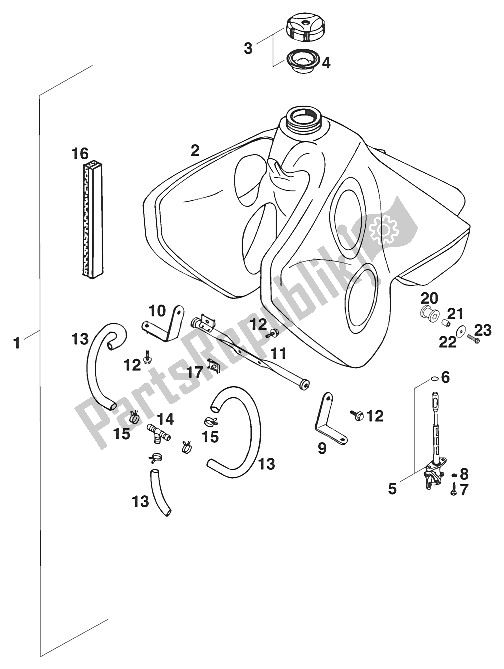 All parts for the Tank 18,4 Liter Lc4'94 of the KTM 400 EXC WP Europe 1994