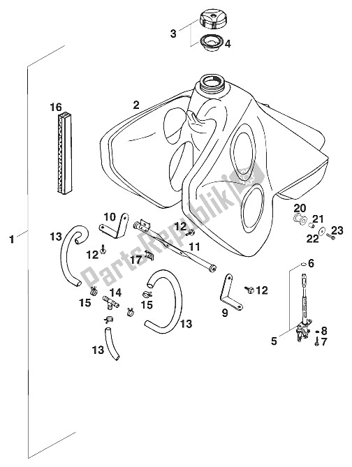 Todas las partes para Depósito 18,4 Litros Lc4'95 de KTM 620 E XC Dakar 20 KW LT Europe 1995