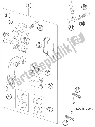 All parts for the Brake Caliper Front of the KTM 400 EXC Racing Europe 2007