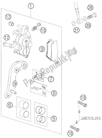 Alle onderdelen voor de Remklauw Voorzijde van de KTM 400 XC W USA 2007