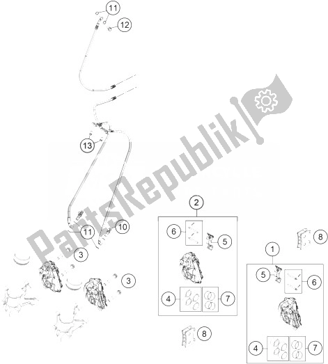 All parts for the Brake Caliper Front of the KTM 1190 Adventure R ABS France 2013