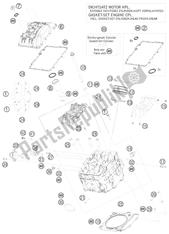 Toutes les pièces pour le Culasse Avant du KTM 1190 RC 8 R USA 2009