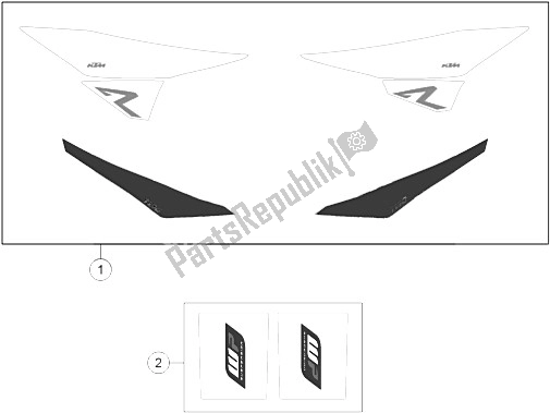 All parts for the Decal of the KTM 1190 Adventure R ABS Australia 2015