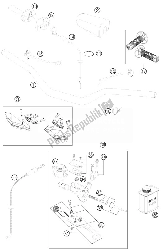 Todas las partes para Manillar, Controles de KTM 250 XC Europe USA 2013