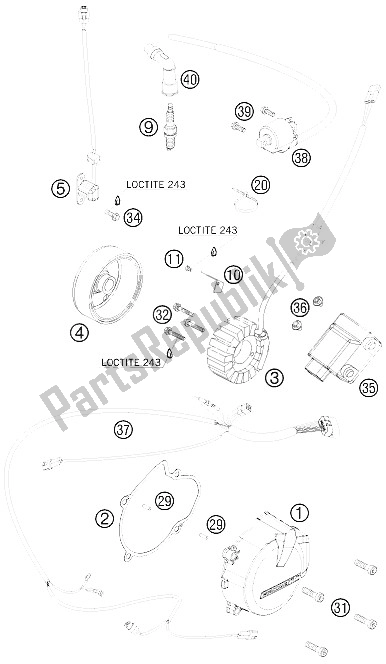 All parts for the Ignition System of the KTM 525 XC ATV Europe 2008