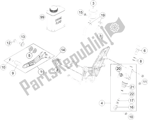 All parts for the Rear Brake Control of the KTM 1290 Superduke R Black ABS 15 USA 2015