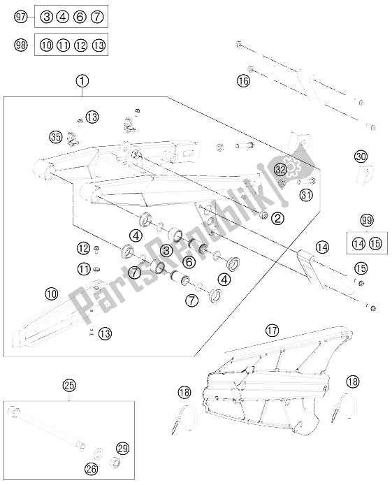 Todas as partes de Braço Oscilante do KTM 65 SXS USA 2015