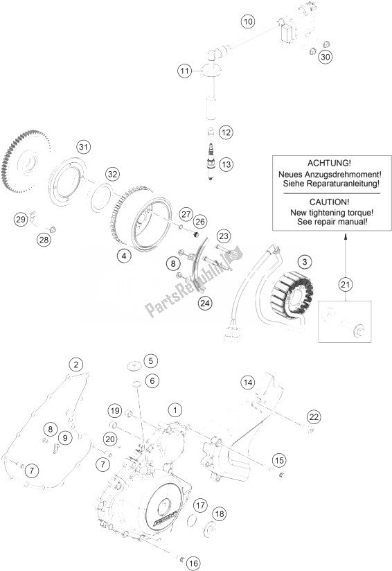 All parts for the Ignition System of the KTM 390 Duke Black ABS BAJ DIR 14 USA 2014