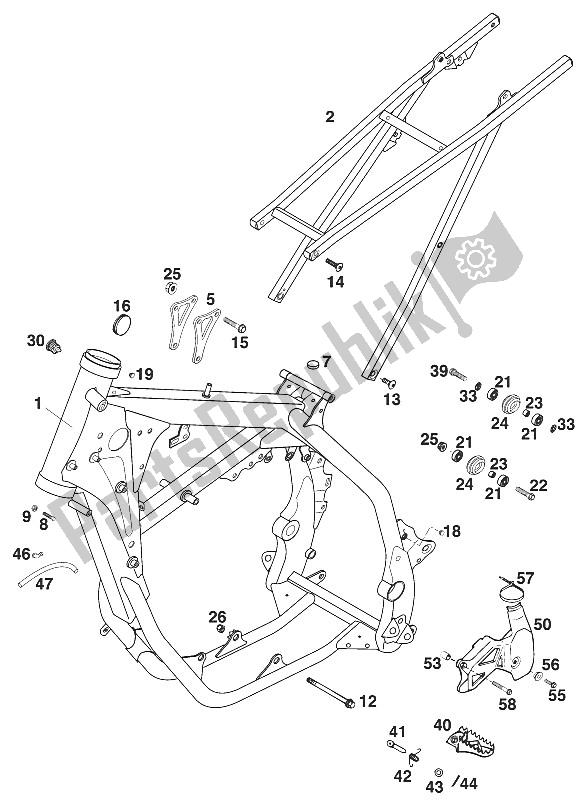 Tutte le parti per il Cornice, 125-200 '20 del KTM 125 SX Europe 2000