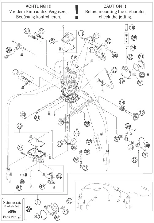 Tutte le parti per il Carburatore del KTM 625 SXC Europe 2007