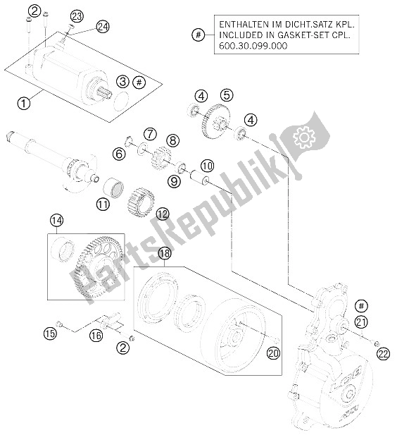 All parts for the Electric Starter of the KTM 990 Super Duke R Australia United Kingdom 2011