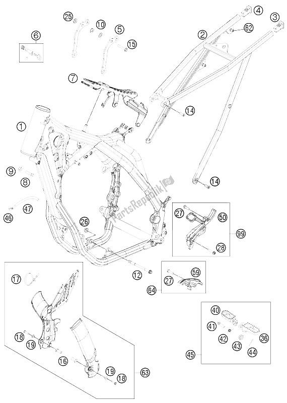 Todas las partes para Marco de KTM 250 EXC F Europe 2012