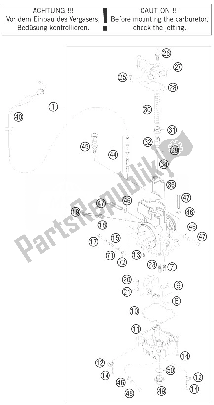 All parts for the Carburetor of the KTM 125 EXC Europe 2010