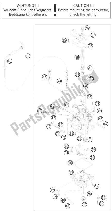 Todas as partes de Carburador do KTM 125 EXC SIX Days Europe 2010