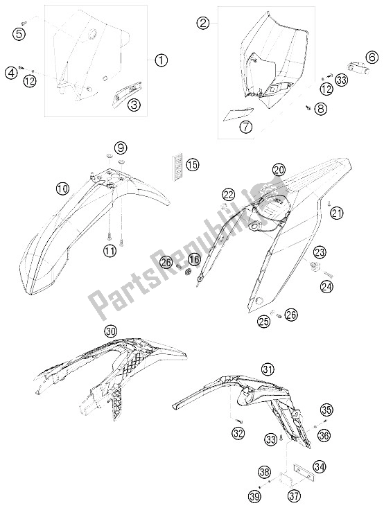 Toutes les pièces pour le Masque, Ailes du KTM 250 EXC F Australia 2011