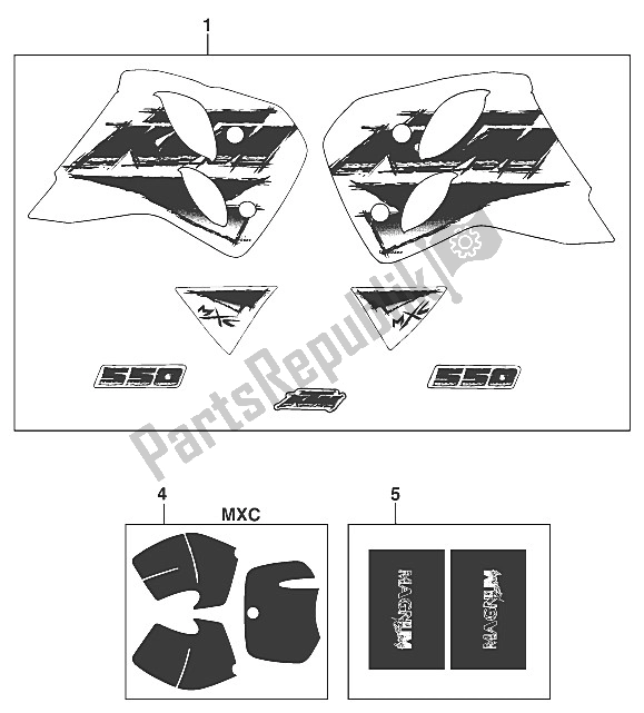 All parts for the Decal Set 550 Mxc Usa '96 of the KTM 550 MXC M ö USA 1996