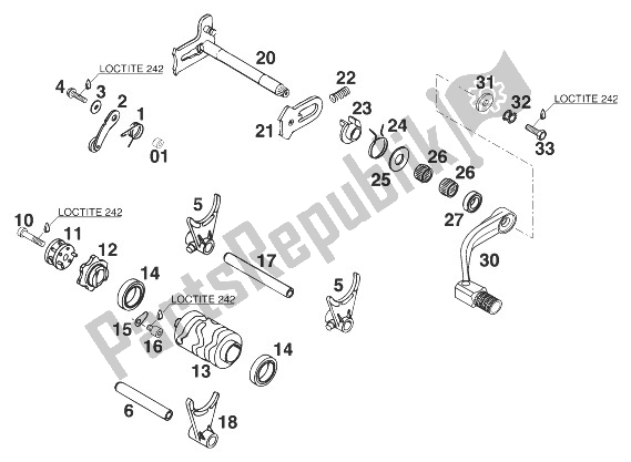 Alle onderdelen voor de Schakelmechanisme 250/300/380 '98 van de KTM 380 SX 98 USA 1998