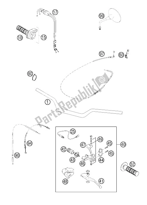 Tutte le parti per il Manubrio, Strumenti 640 Lc4 del KTM 640 Adventure R USA 2002