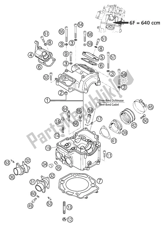 All parts for the Cylinder Head 640 Lc4 2002 of the KTM 640 Adventure R Europe 2002