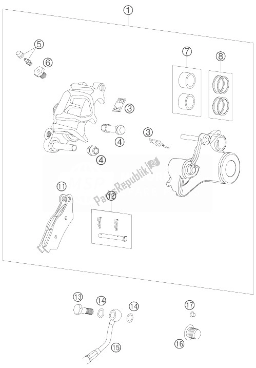 All parts for the Brake Caliper Rear of the KTM 990 Adventure S Europe 2007