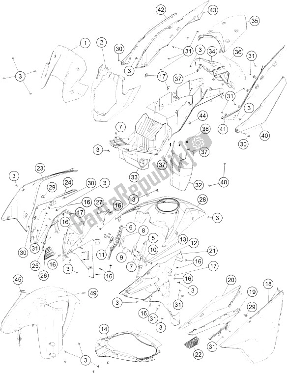 Toutes les pièces pour le Masque, Garde-boue du KTM 1190 Adventure R ABS France 2016