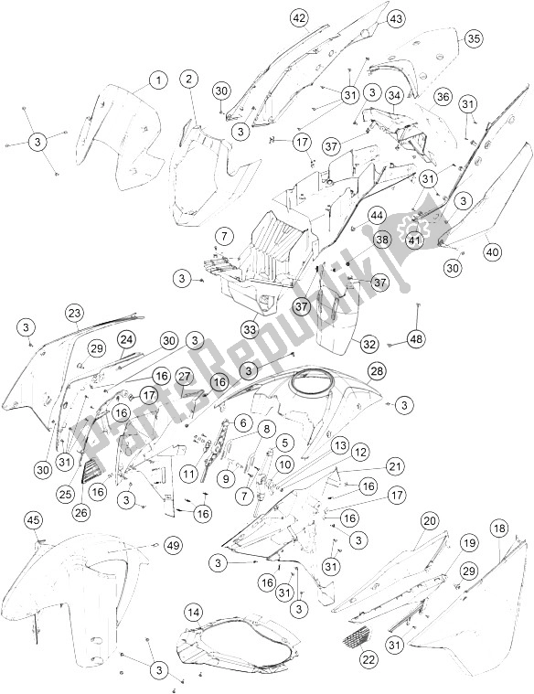 Toutes les pièces pour le Masque, Garde-boue du KTM 1190 Adventure R ABS Japan 2016