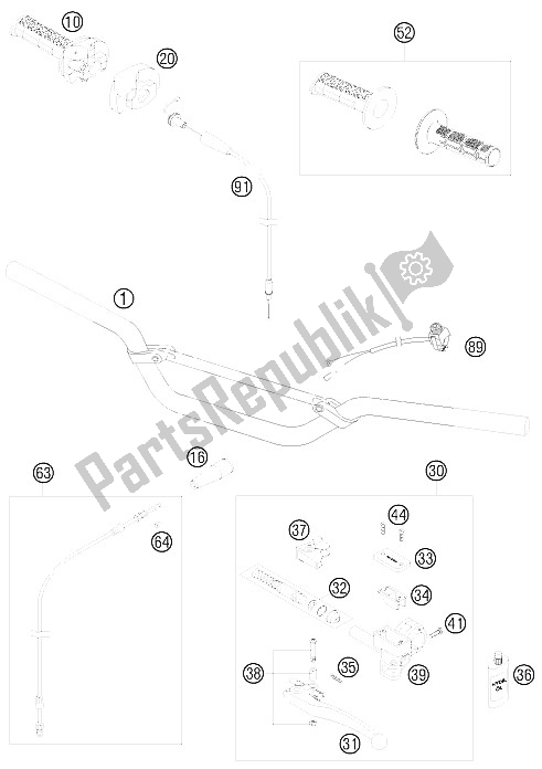 All parts for the Handlebar, Controls of the KTM 105 SX USA 2011