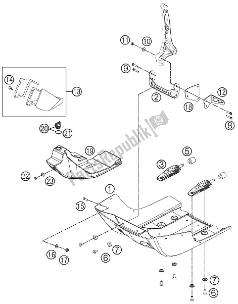 All parts for the Engine Guard of the KTM 450 Rally Factory Replica Europe 2012