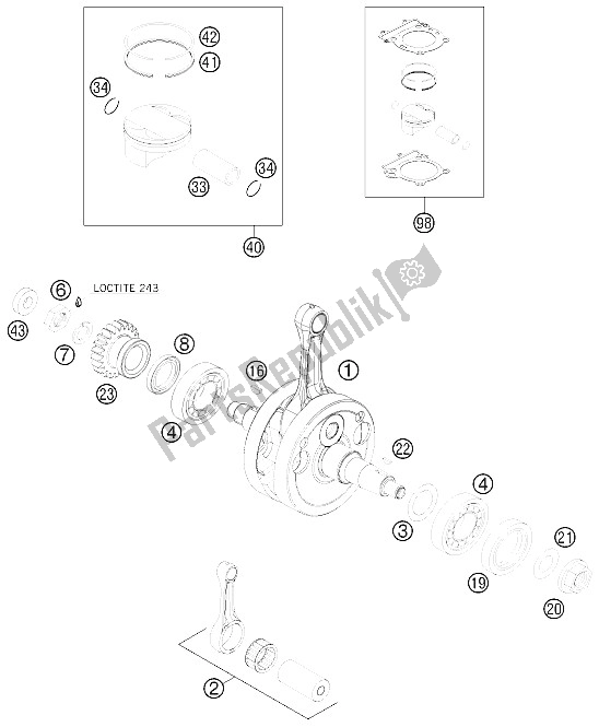 Toutes les pièces pour le Vilebrequin, Piston du KTM 250 EXC F Australia 2009