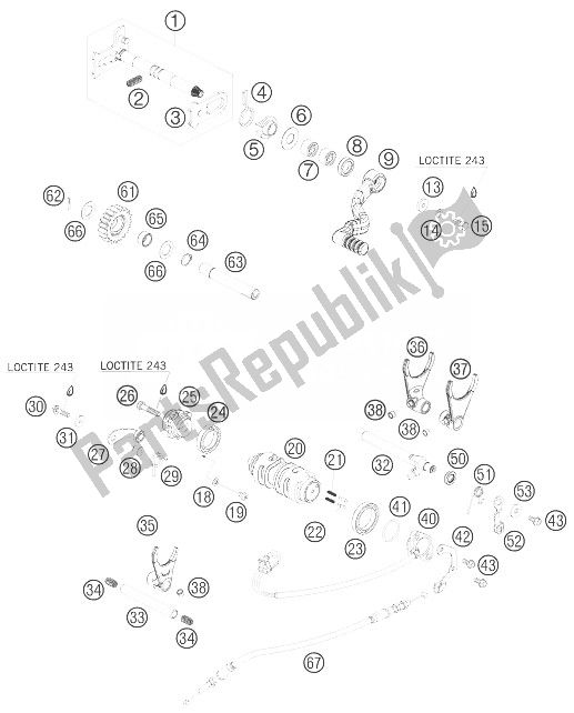 Alle onderdelen voor de Schakelmechanisme van de KTM 450 XC ATV Europe 2010